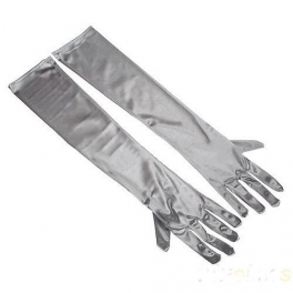 Lange gala handschoenen zilverkleurig