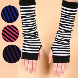 Gestreepte armwarmers / vingerloze handschoenen 