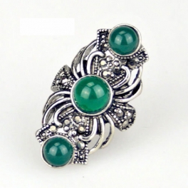 Tibet Zilver Ring Groen TB002