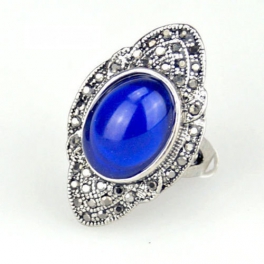 Tibet Zilver Ring Blauw TB013